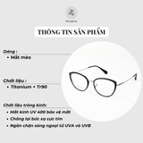  Gọng kính Zay Eyewear M6214 dáng mắt mèo Titanium phong cách Hàn Quốc 