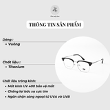 Gọng kính nửa khung GAMA 95042 dáng vuông Titanium chính hãng