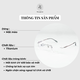  Gọng khoan không viền Rondo 6013 dáng mắt mèo titanium cao cấp fullbox 