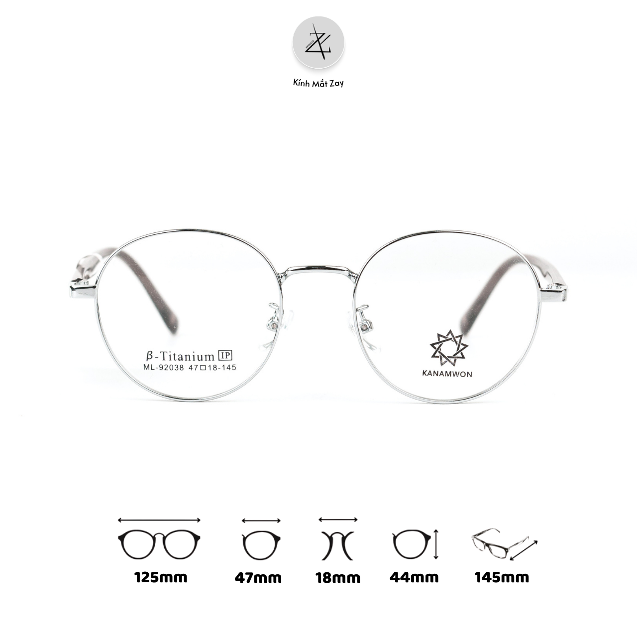  Gọng kính Kanamwon ML- 92038 dáng tròn titanium chính hãng 