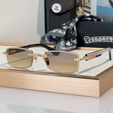  Kính mát Chrome Hearts Deep VI dáng chữ nhật titanium cao cấp fullbox 