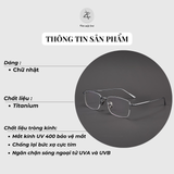  Gọng kính xẻ cước 1907 dáng chữ nhật titanium cao cấp 