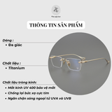  Gọng khoan không viền Chrome Hearts CH8114 dáng đa giác titanium cao cấp fullbox 