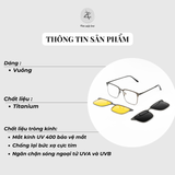  Kính râm cận thời trang clip on 7026 chống tia UV ngăn ánh sáng xanh trong 1 Bộ 2 Kẹp Cao Cấp 