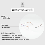  Gọng khoan không viền Rondo 6086 dáng mắt mèo titanium cao cấp fullbox 