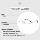  Gọng khoan không viền Chrome Hearts CH5802 dáng tròn titanium cao cấp full box 