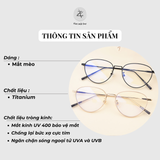  Gọng kính 30888 dáng mắt mèo titanium cao cấp 