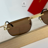  Kính mát khoan không viền gấp gọn Cartier CT0499S dáng vuông titanium cao cấp fullbox 