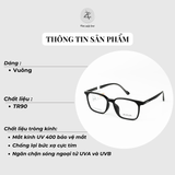 Gọng kính IRVINJIN 16807 dáng vuông nhựa TR90 dẻo chính hãng