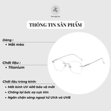  Gọng khoan không viền 8925 dáng mắt mèo titanium cao cấp 