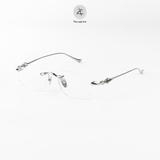  Gọng khoan không viền Chrome Hearts OVARYEASY II dáng chữ nhật titanium cao cấp full box 
