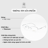  Gọng kính xẻ cước Sedonna 2547 dáng mắt mèo titanium chính hãng 