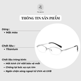 Gọng kính xẻ cước BC1010 dáng mắt mèo titanium cao cấp 
