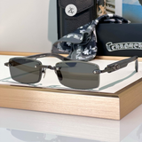  Kính mát Chrome Hearts Deep VI dáng chữ nhật titanium cao cấp fullbox 