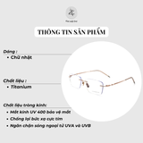  Gọng khoan không viền M849 dáng chữ nhật titanium cao cấp 