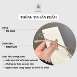 Gọng khoan không viền đính đá 0615-B dáng lục giác titanium cao cấp
