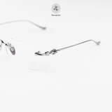  Gọng khoan không viền Chrome Hearts OVARYEASY II dáng chữ nhật titanium cao cấp full box 