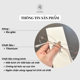 Gọng khoan không viền 0633-B dáng lục giác titanium cao cấp