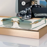  Kính mát Chrome Hearts Deep VI dáng chữ nhật titanium cao cấp fullbox 