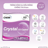  Tròng kính Siêu mỏng Chống tia UV Chemi Crystal U2 Coated Hàn Quốc chính hãng 