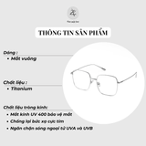 Gọng kính Zay Eyewear 121219 dáng vuông titanium phong cách thời trang cao cấp
