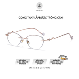  Gọng khoan không viền đính đá 0637 - 90 dáng mắt mèo titanium dẻo cao cấp 