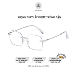 Gọng khoan không viền 5615 dáng vuông to titanium cao cấp