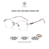  Gọng khoan không viền 68008 - 90 dáng mắt mèo titanium dẻo cao cấp 