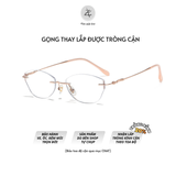  Gọng khoan không viền WT0008 - 95 dáng mắt mèo titanium dẻo cao cấp 