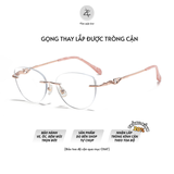  Gọng khoan không viền đính đá 0605 - 88 dáng mắt mèo titanium dẻo cao cấp 