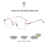  Gọng khoan không viền đính đá 0637 - 122 dáng mắt mèo lục giác titanium dẻo cao cấp 