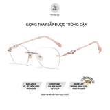 Gọng khoan không viền đính đá 0605 - 125 dáng đa giác titanium dẻo cao cấp 