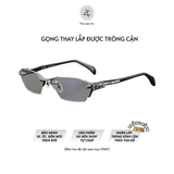  Gọng khoan không viền T1141 dáng lục giác titanium & nhựa acetate cao cấp 