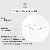  Gọng khoan không viền Chrome Hearts OVARYEASY II dáng chữ nhật titanium cao cấp full box 