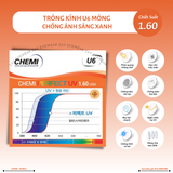  Tròng kính Siêu mỏng Chống ánh sáng xanh Chemi 1.60 1.67 1.74 U6 Hàn Quốc chính hãng 