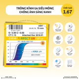  Tròng kính Siêu mỏng Chống ánh sáng xanh Chemi 1.60 1.67 1.74 U6 Hàn Quốc chính hãng 