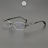  Gọng khoan không viền T1141 dáng lục giác titanium & nhựa acetate cao cấp 