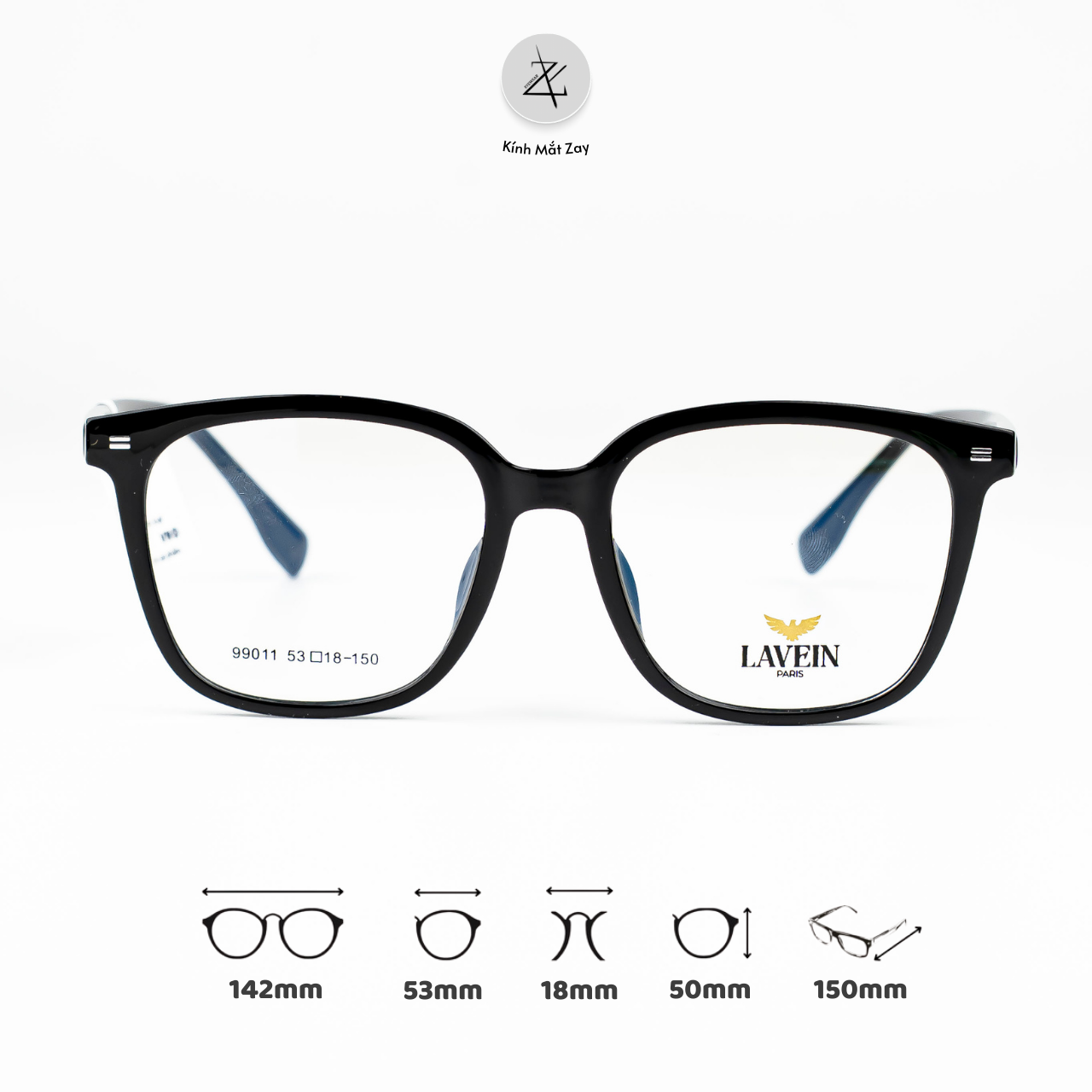  Gọng kính size to Lavein Paris 99011 dáng vuông nhựa TR90 dẻo chính hãng 