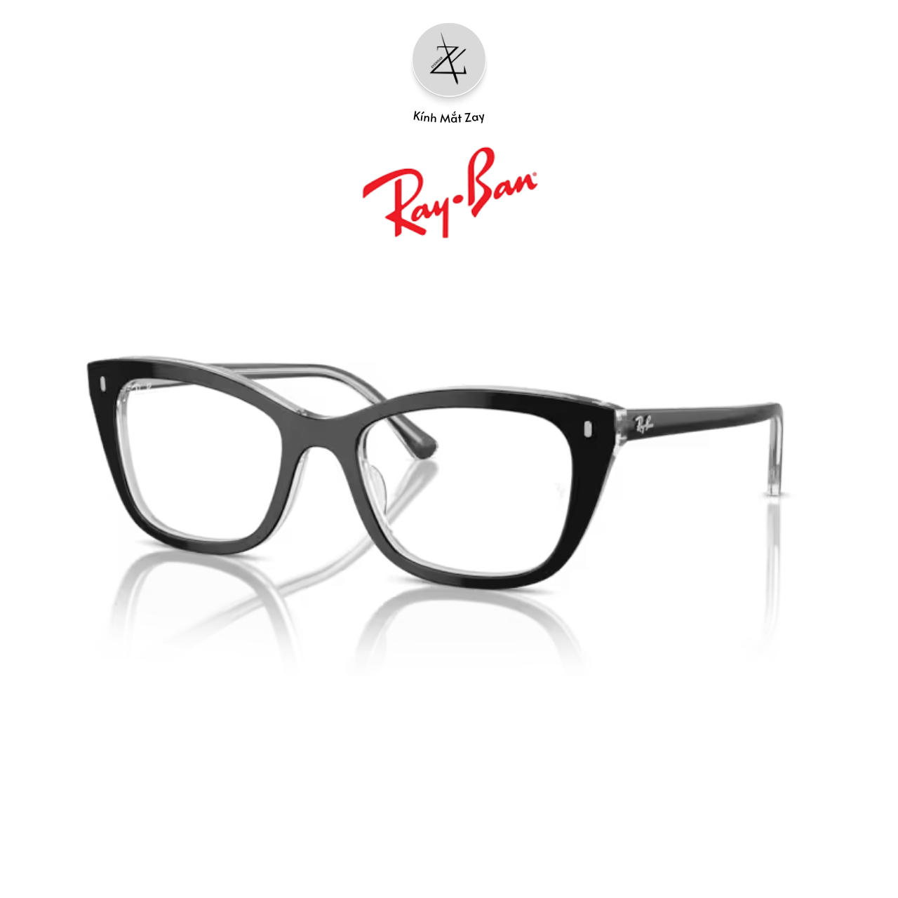  Gọng kính RayBan 0RX5433 dáng mắt mèo nhựa Acetate chính hãng fullbox 