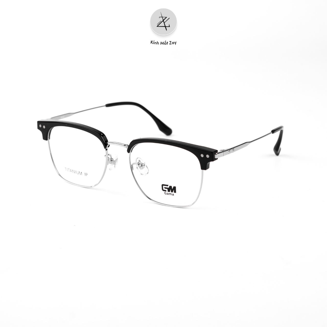  Gọng kính nửa khung GAMA 95042 dáng vuông Titanium chính hãng 