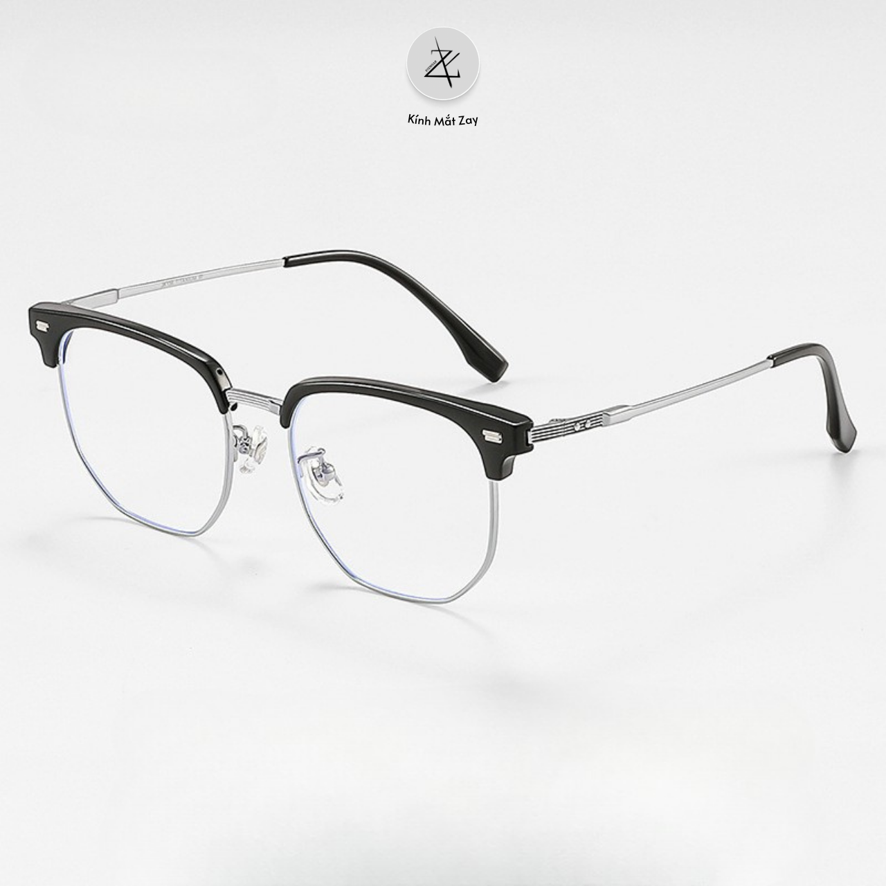  Gọng kính nửa khung Size to 122621 dáng vuông titanium cao cấp 