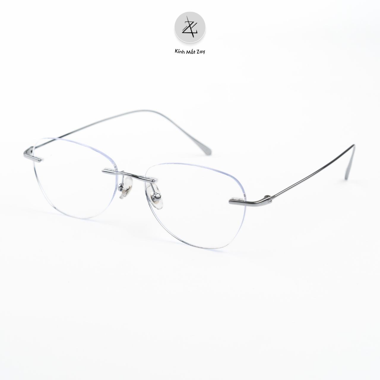  Gọng khoan không viền 69075-A dáng mắt mèo titanium cao cấp 