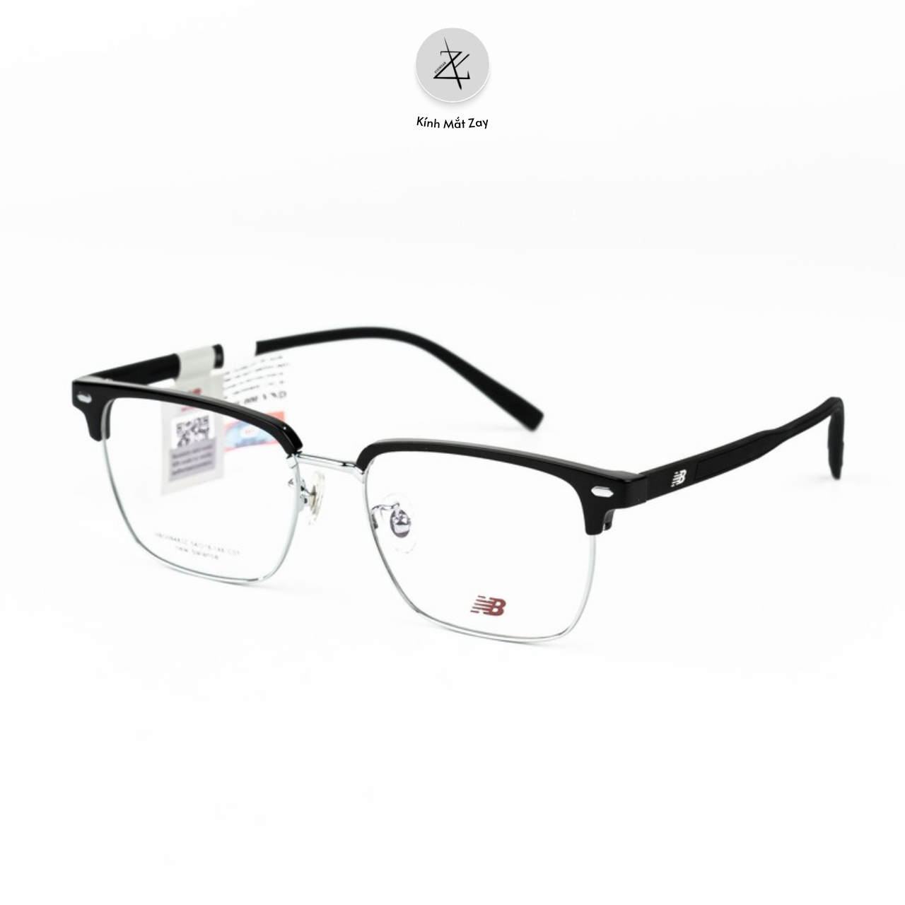 Gọng kính nửa khung New Balance NBO09483Z dáng vuông nhựa acetate & titanium chính hãng fullbox 