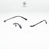  Gọng khoan không viền Chrome Hearts CH8085 dáng chữ nhật titanium cao cấp full box 