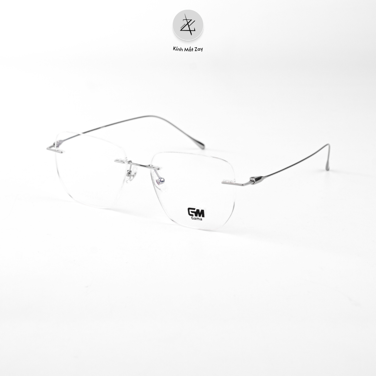  Gọng khoan không viền GAMA 6018 dáng đa giác Titanium chính hãng 