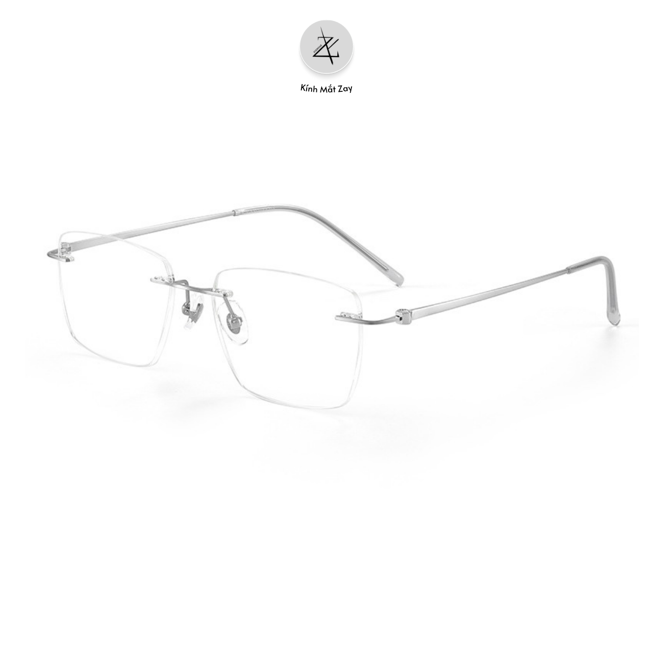  Gọng khoan không viền 6080 dáng đa giác titanium cao cấp 