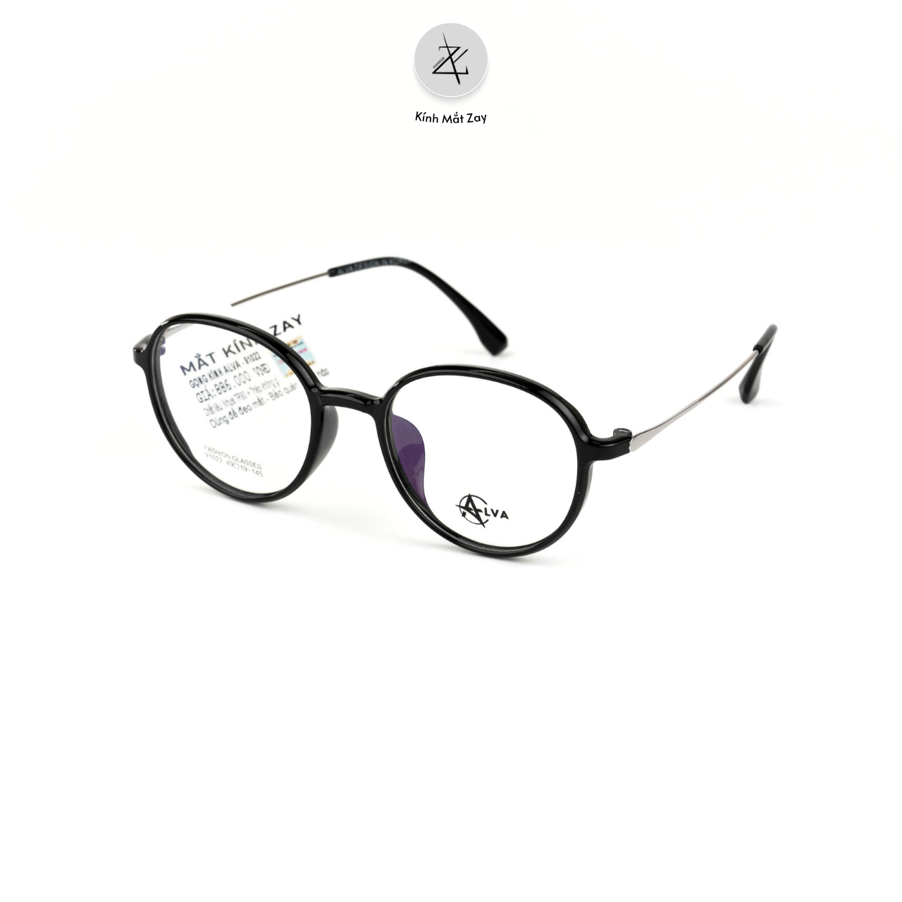  Gọng kính ALVA 91022 dáng tròn nhựa TR90 + Titanium chính hãng 
