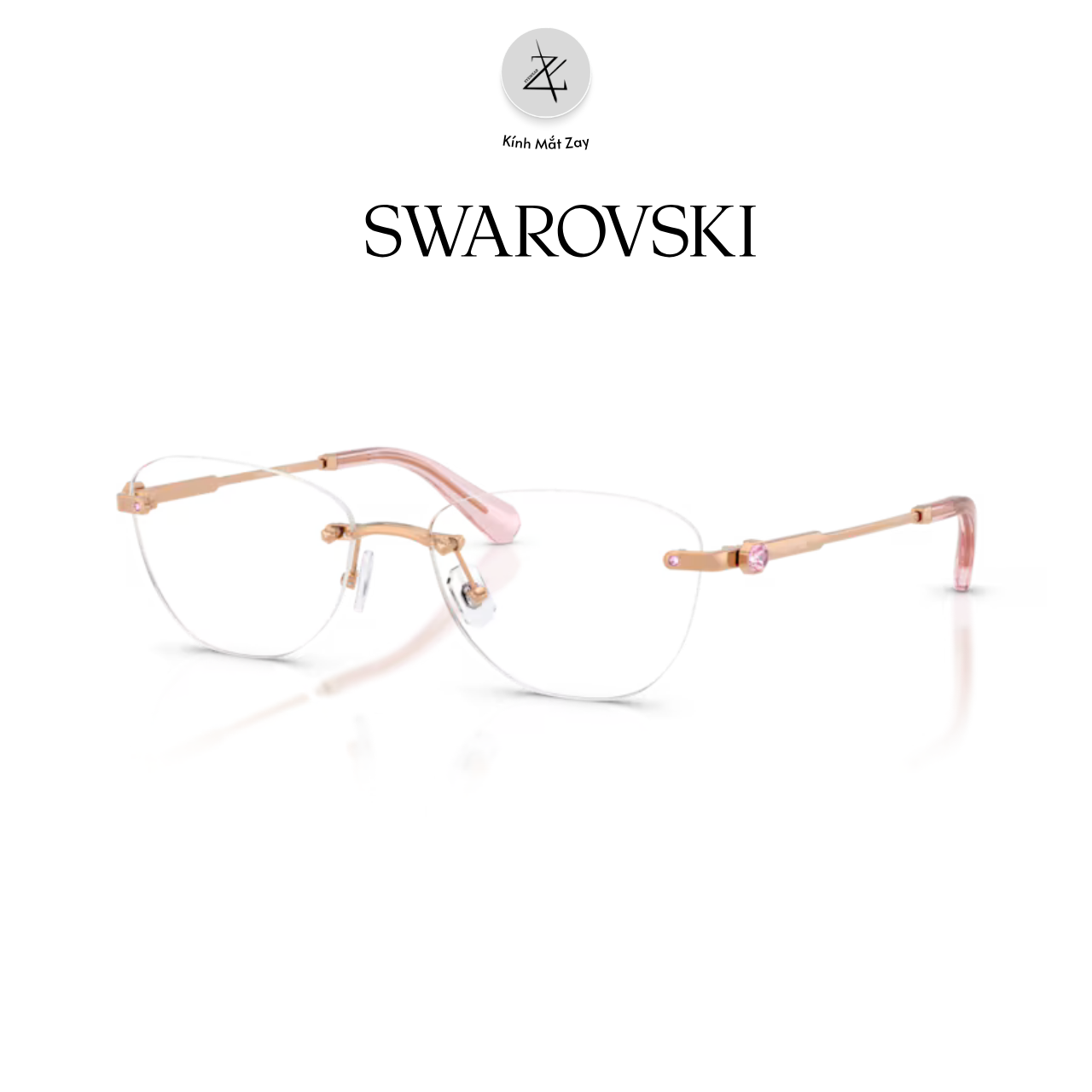  Gọng khoan không viền Swarovski 0SK1035D 4014 dáng mắt mèo kim loại chính hãng fullbox 