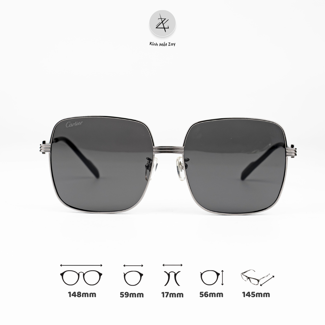  Kính mát CT0304S dáng vuông titanium fullbox 