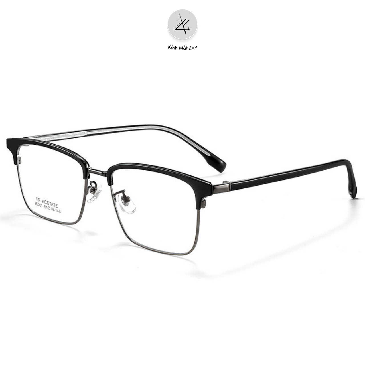  Gọng kính nửa khung 85001 dáng vuông nhựa & titanium cao cấp 